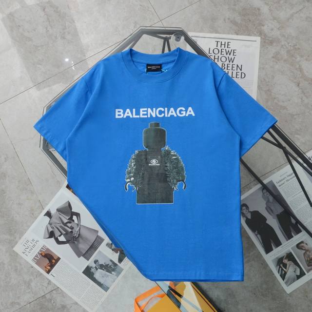 纯原臻品 顶级复刻 Balenciaga 巴黎世家新款人像印花字母logo休闲短袖t恤 - 款号 B40 - 颜色 黑色 白色 蓝色 - 购入原版开模打造 全套